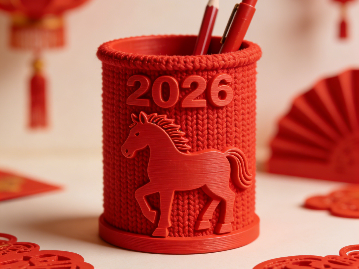 2026 马年针织笔筒