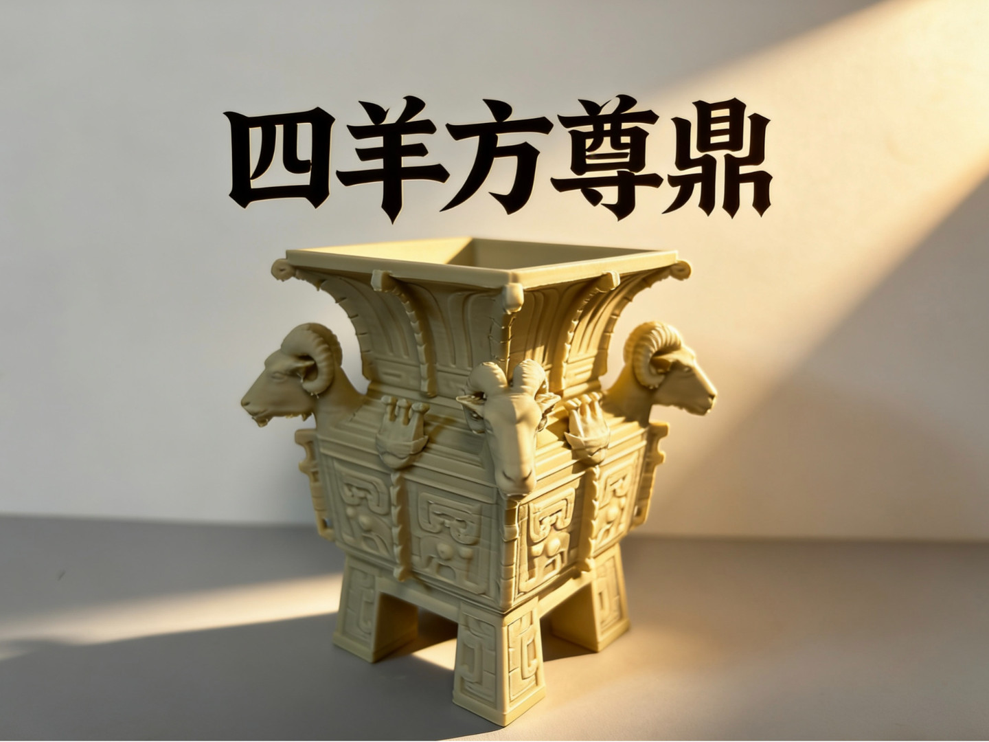 四羊方尊鼎复刻摆件 家居装饰收纳 笔筒收纳桶
