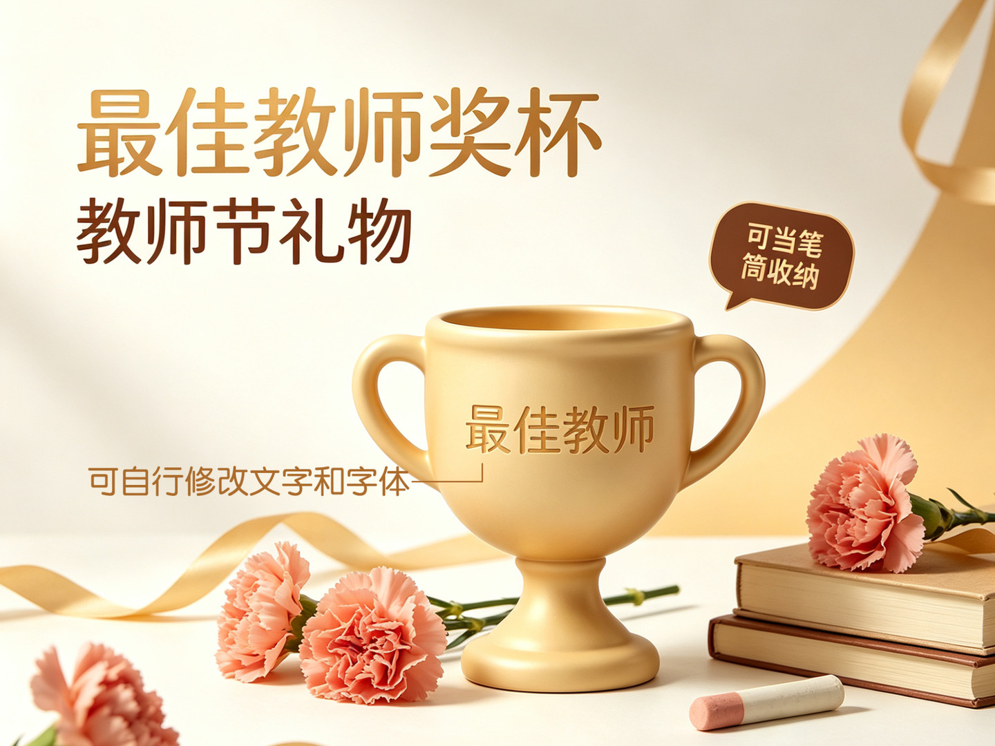 最佳教师奖杯 可当收纳笔筒