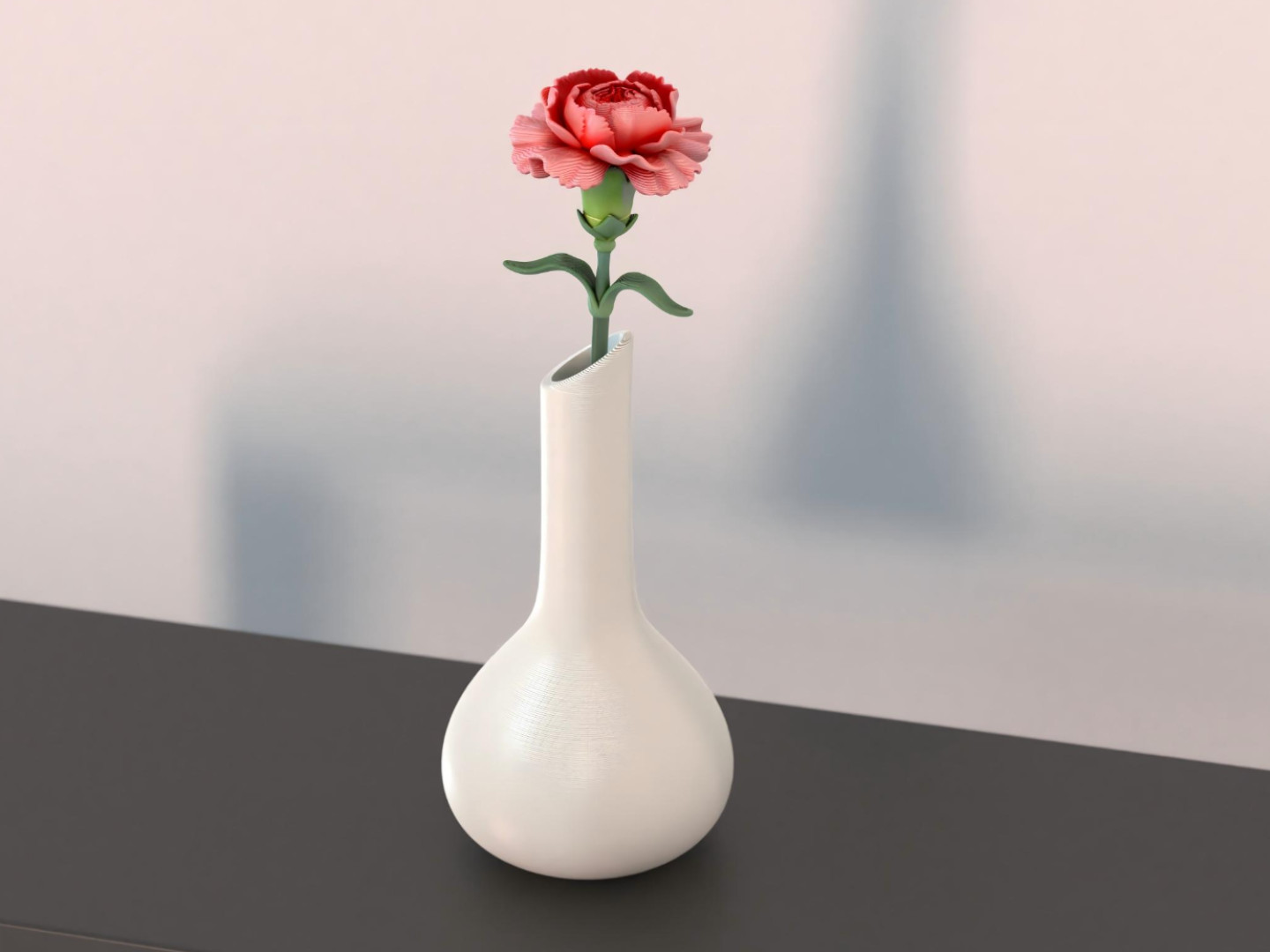 康乃馨花瓶全3d打印组合摆件