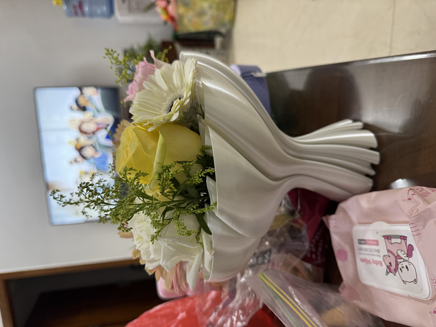 丝绸旋转花束花瓶