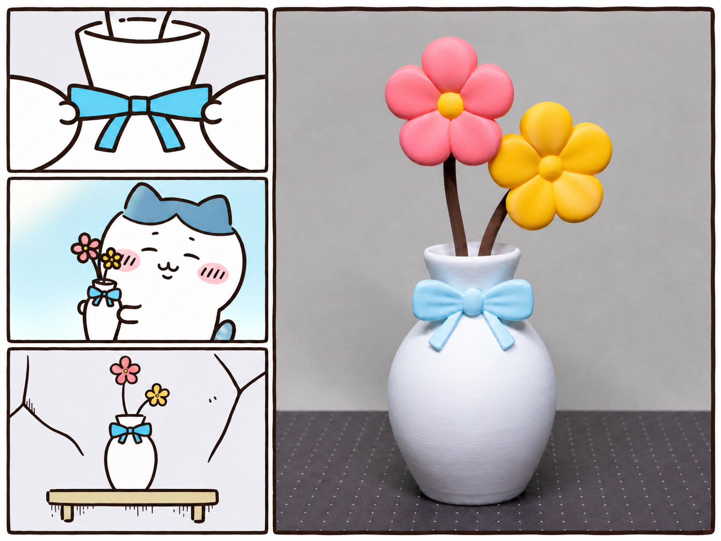 小八的蓝丝带花瓶（和花）Chiikawa Hachiware’s Flower