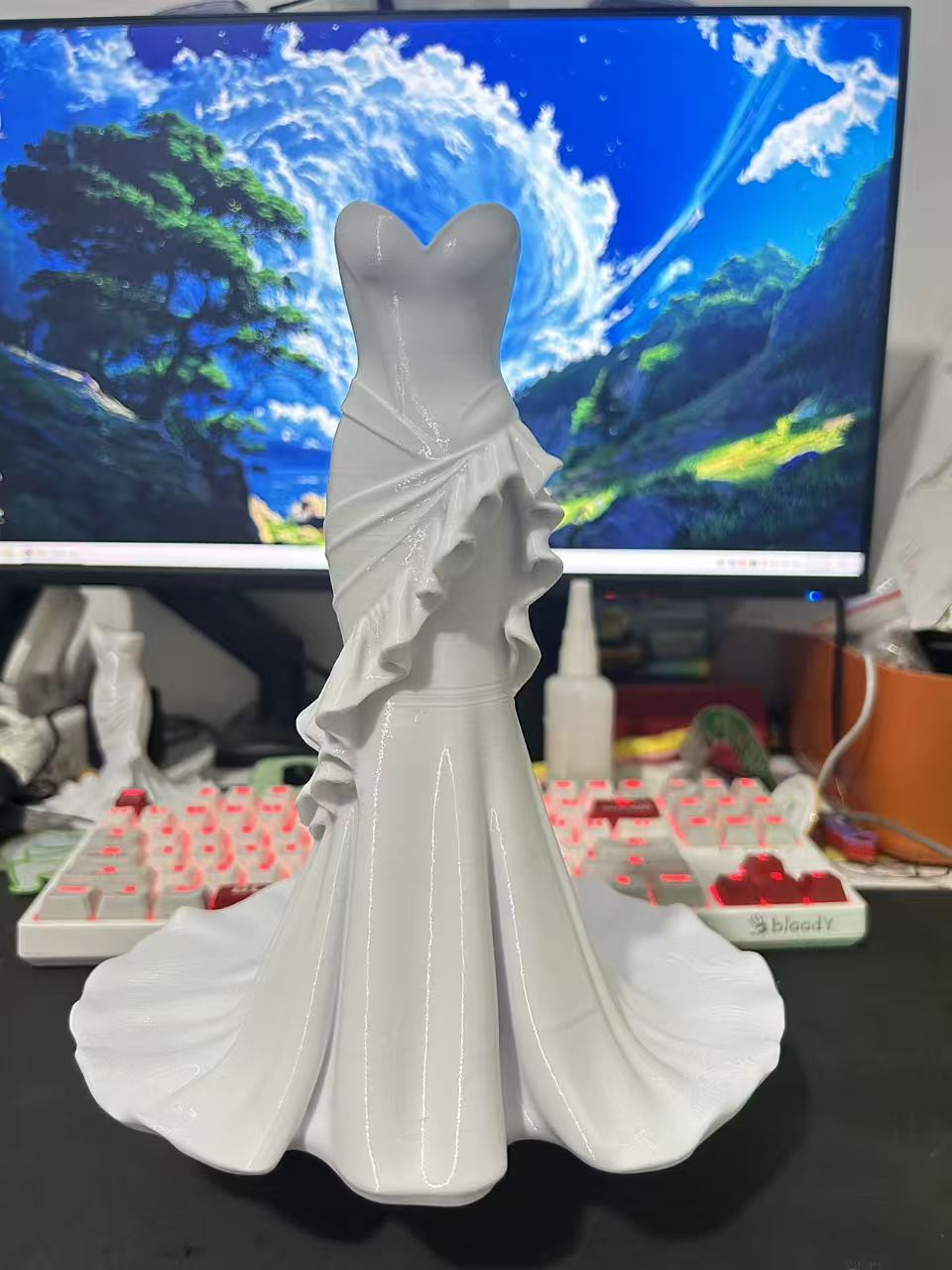 抹胸鱼尾婚纱花瓶 花边款  无需支撑