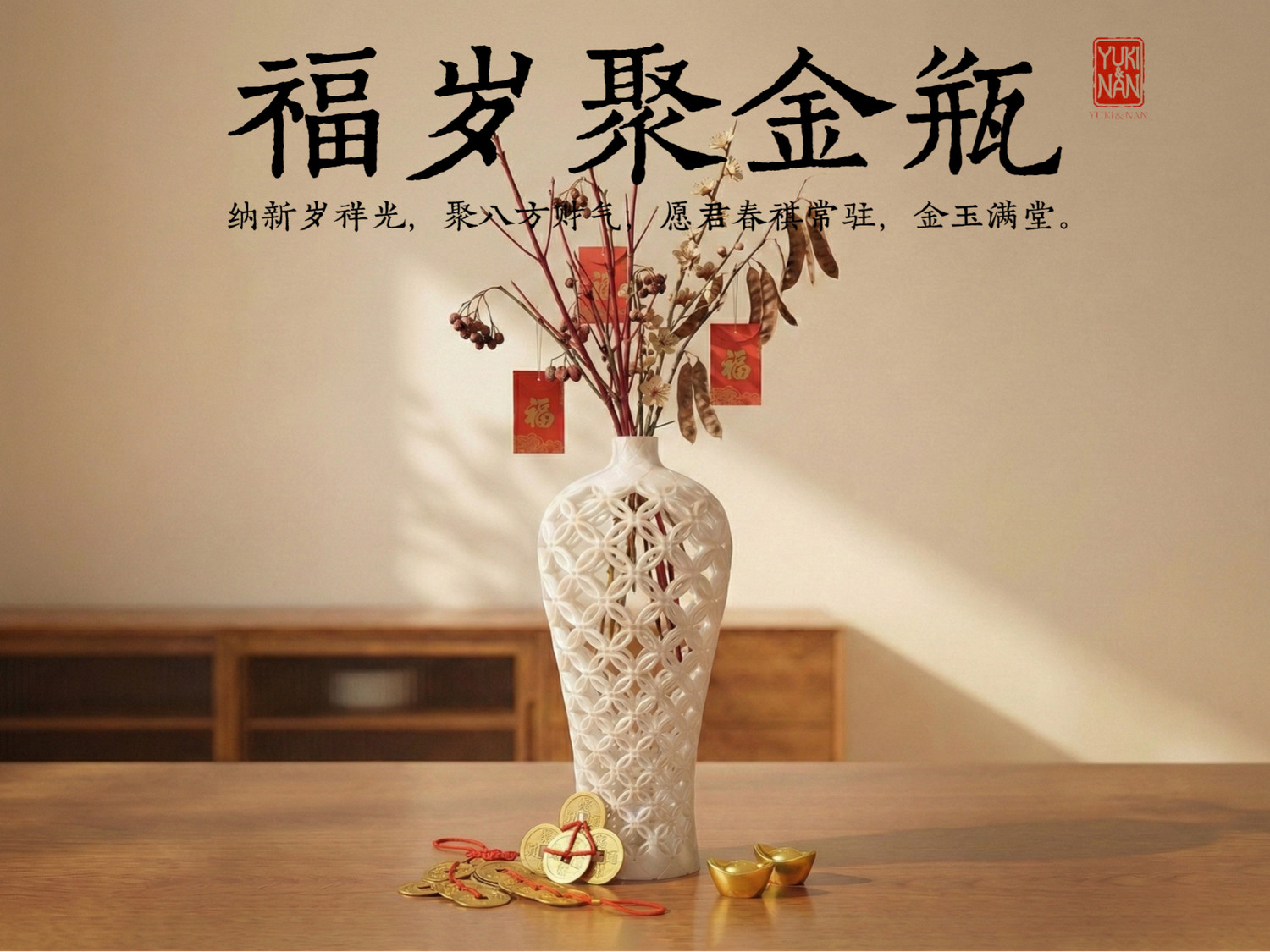 福岁聚金瓶—纳新岁祥光，聚八方财气