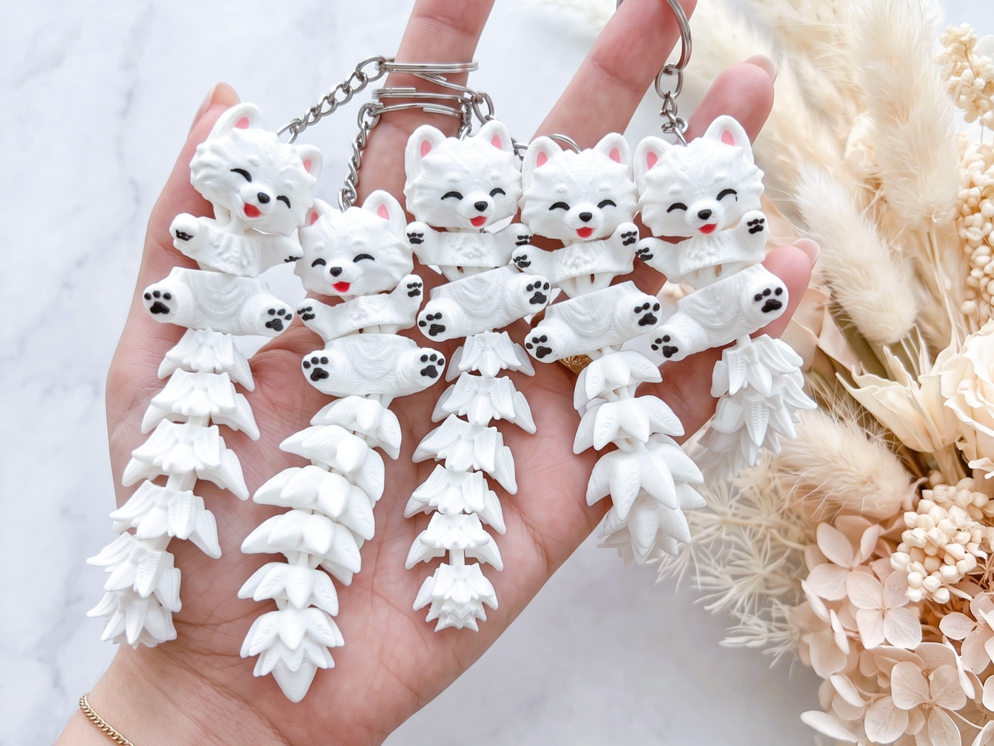 Fluffy Tails 可爱的可活动的萨摩耶犬 - 玩具/钥匙扣