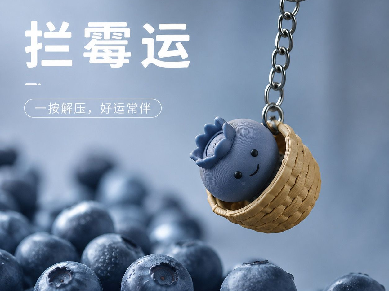 拦霉运蓝莓宝宝挂件钥匙扣按键解压点击器玩具