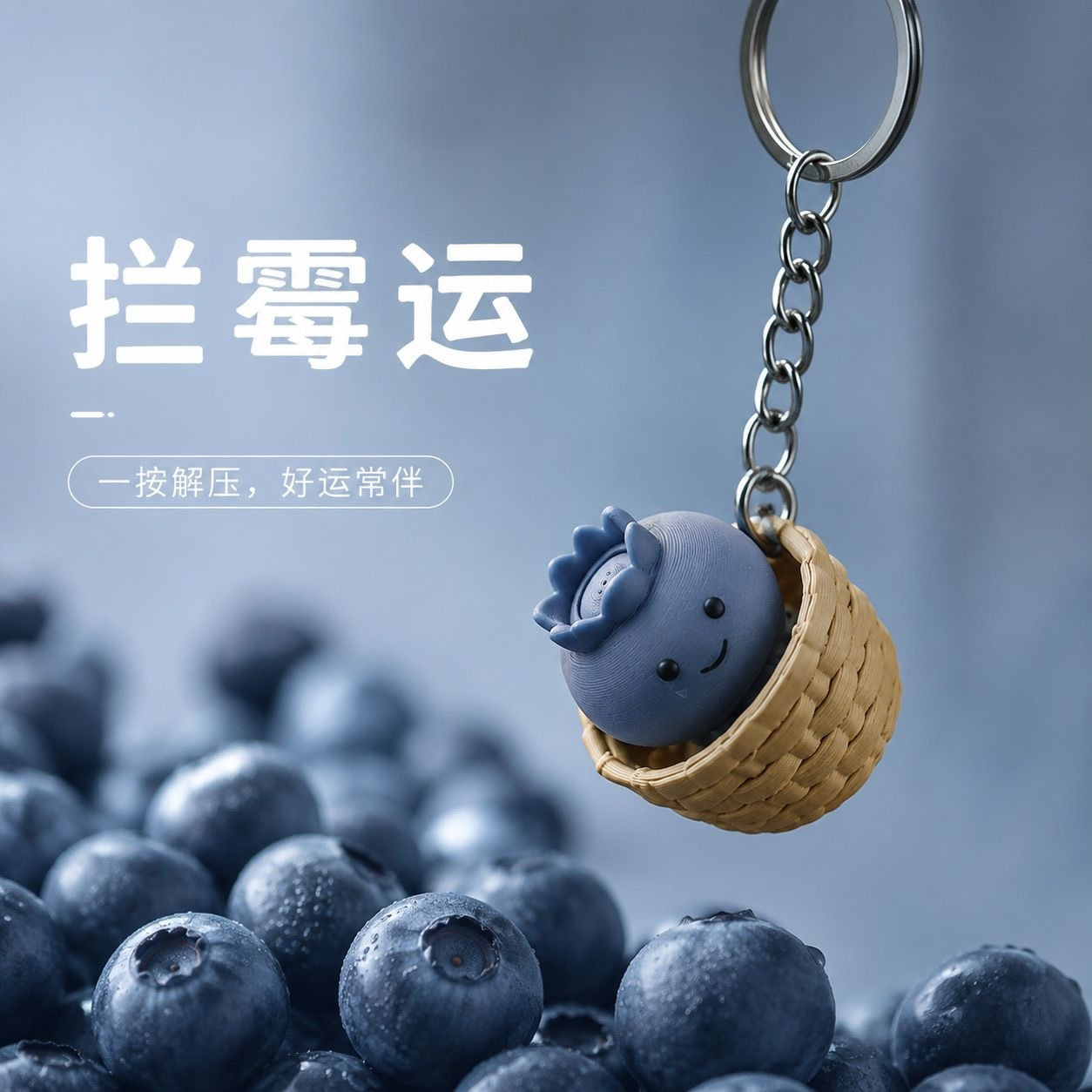 拦霉运蓝莓宝宝挂件钥匙扣按键解压点击器玩具