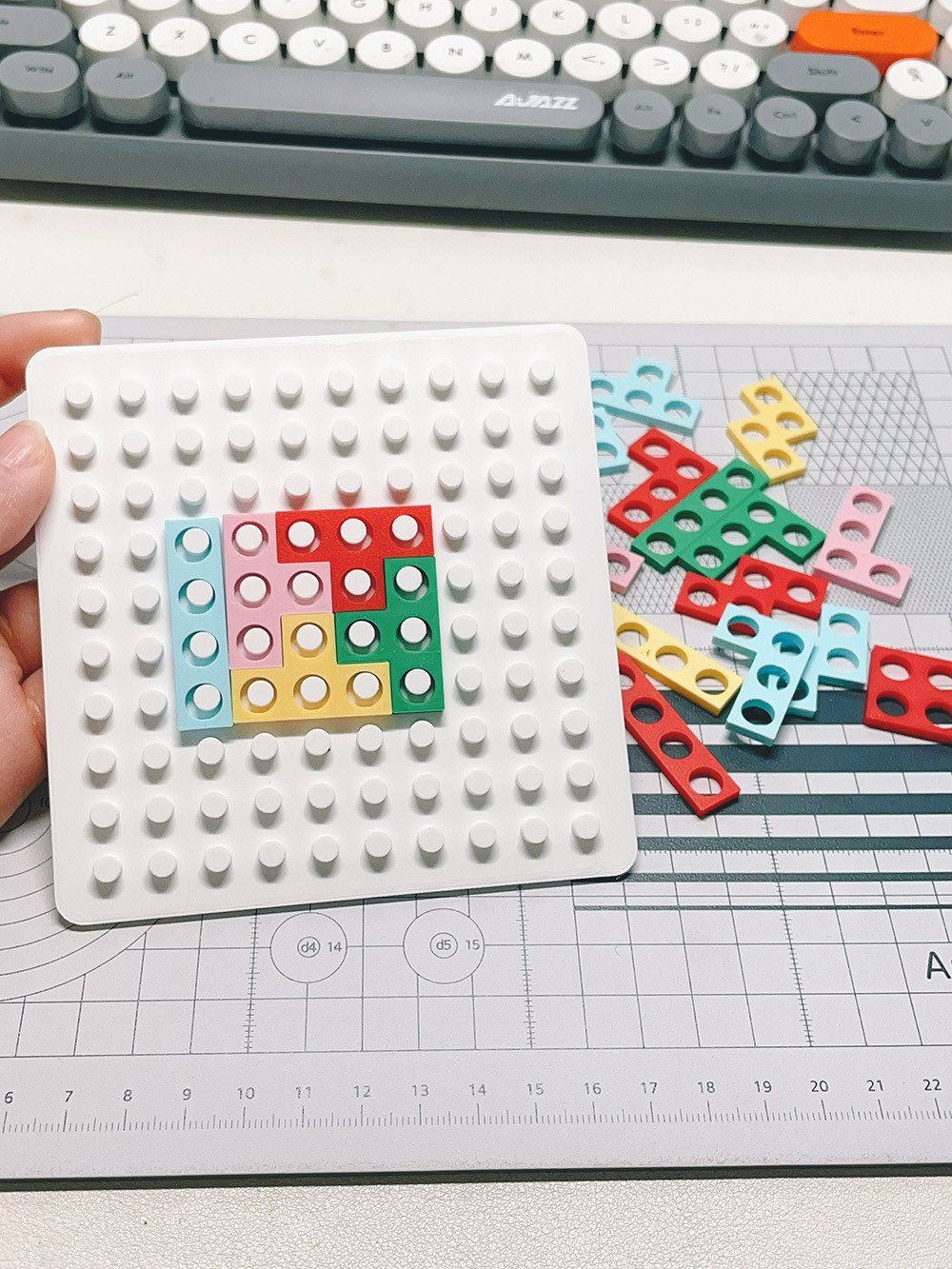 三下数学四连方教具积木