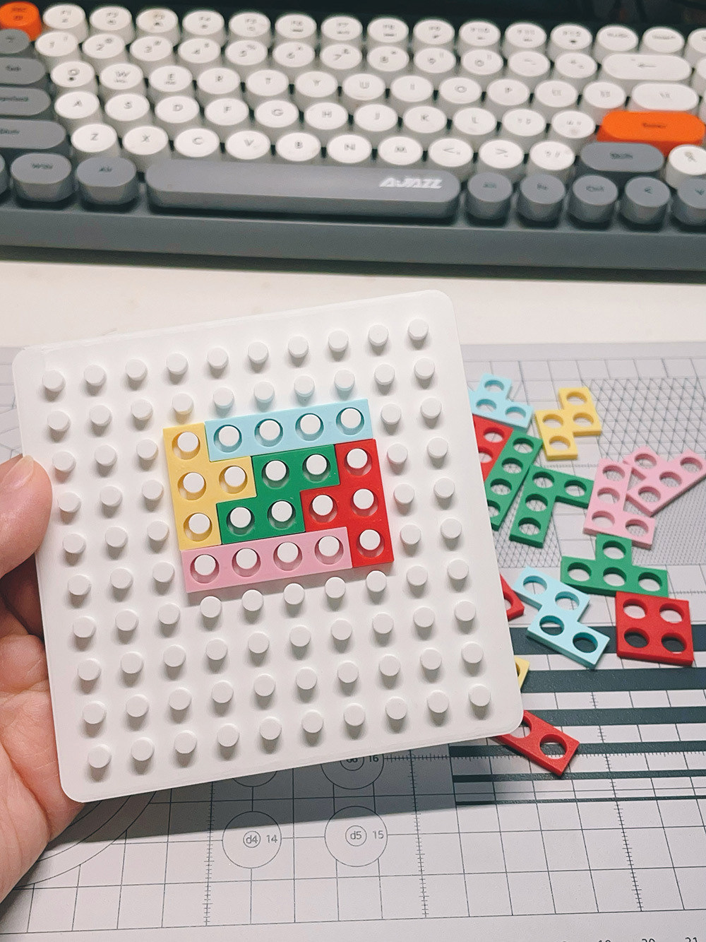 三下数学四连方教具积木